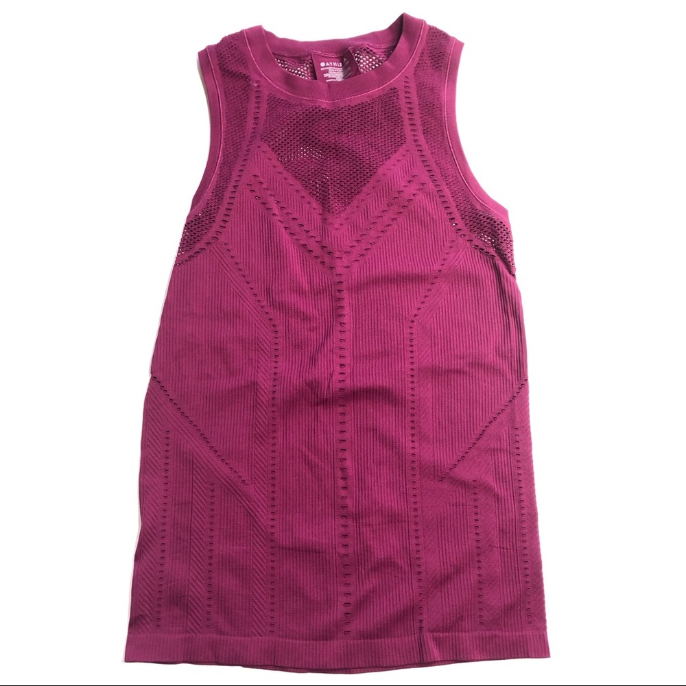 Athleta Oxygen Tank Lasercut Perforated Berry